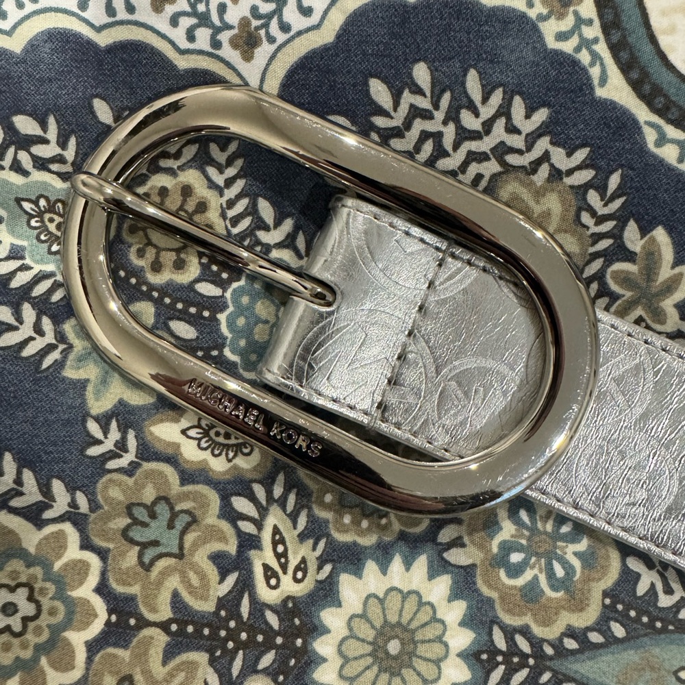 Michael Kors Women’s Metallic Silver Belt